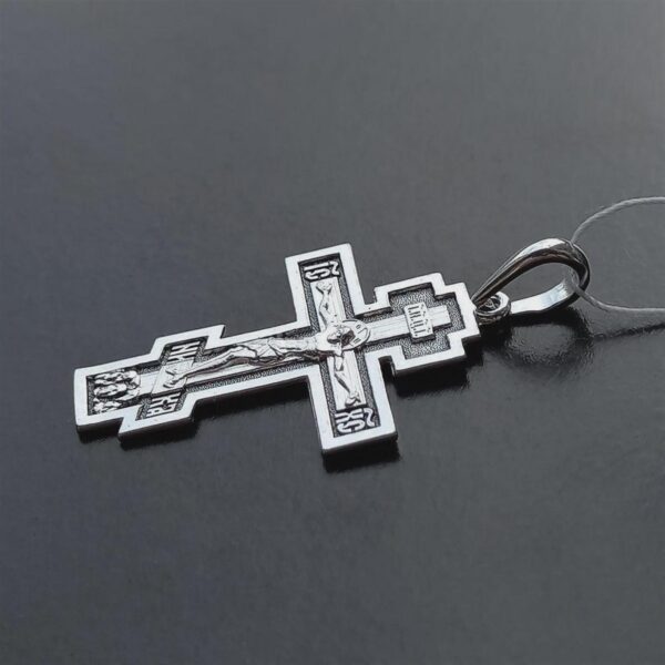 Orthodox Christian Body Baptism Crucifix. Sterling Silver 925. Authentic Religious Jewelry. Precious Cross Prayer Old Slavonic - Image 4