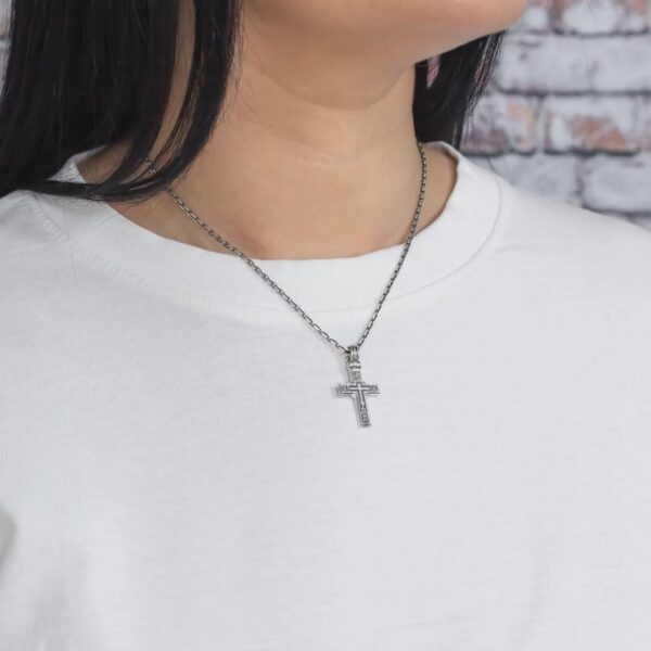 Eastern Orthodox Baptismal Golgotha Crucifix Russian Greek Necklace For Men Women Silver 925 - Image 4