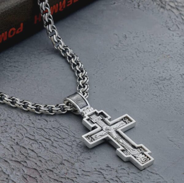 Eastern Orthodox Cross Silver 925 Handmade Christian Authentic Prayer Crucifix Baptism Religious Jewellery. ( For sale only cross ) - Image 4
