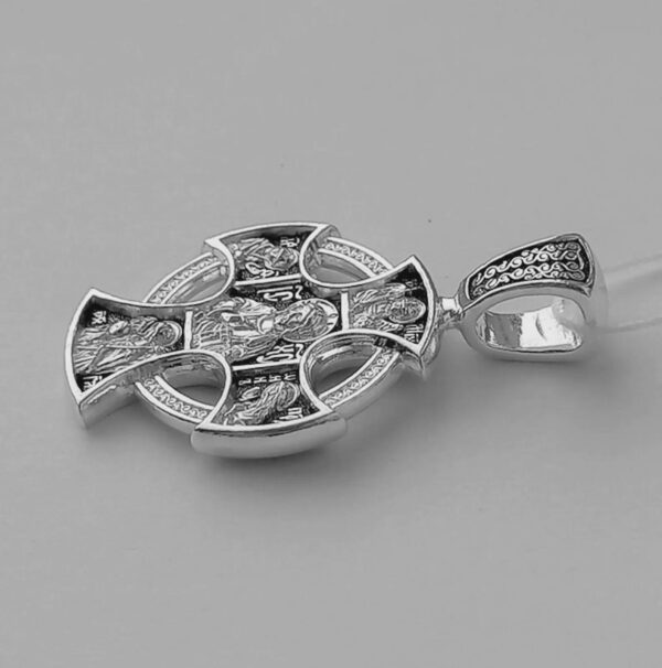 Eastern Orthodox Cross Pendant Celtic Design Silver 925 Handmade Jesus Crucifix For Baptism Religious Gift For Men Women Blessed - Image 4