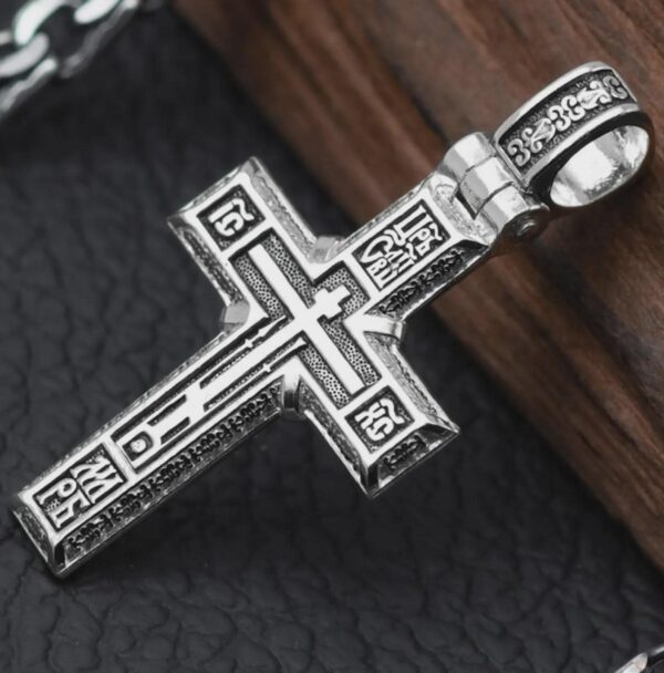Eastern Orthodox Baptismal Golgotha Crucifix Russian Greek Necklace For Men Women Silver 925 - Image 5