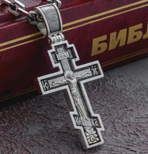 Eastern Orthodox Cross Silver 925 Handmade Christian Authentic Prayer Crucifix Baptism Religious Jewellery. ( For sale only cross ) - Image 5