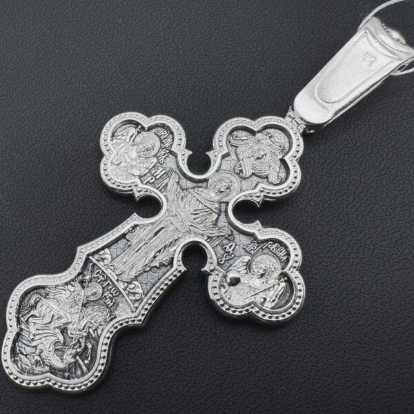 Big Orthodox Handmade Men Body Crucifix Silver 925 Christian Jewelry St George Warrior Mother Of God Pokrov Archangel Michael Gabriel - Image 5