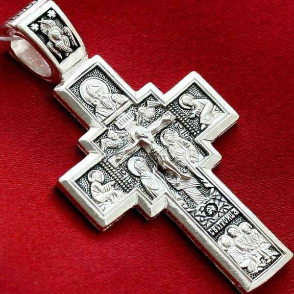 Lord Almighty Icon Christian Orthodox Prayer Body Cross Solid Silver 925 Authentic Jewelry