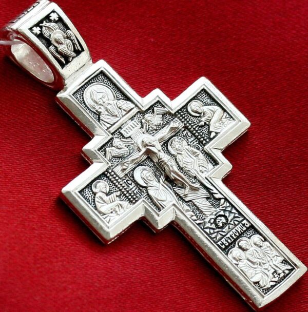 Lord Almighty Icon Christian Orthodox Prayer Body Cross Solid Silver 925 Authentic Jewelry