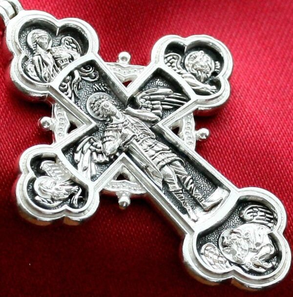 Archangel Michael Icon Russian Orthodox Christian Prayer Body Cross Silver 925. Made in Russia Elizaveta Inc