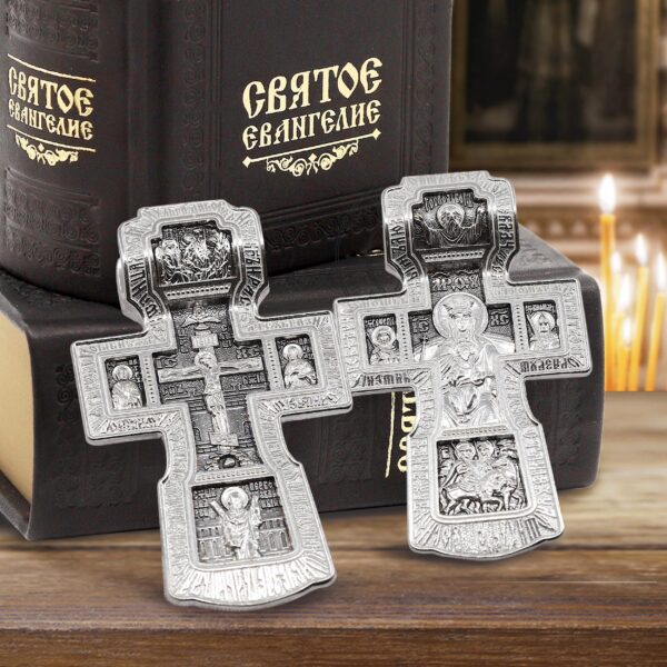 Orthodox Crucifix Silver 925 cross / Men Orthodox Body Cross / Apostles Peter And Paul / Greek Christian Protective Crucifix Silver 925
