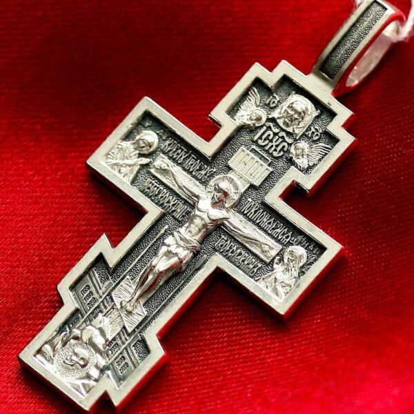 Classical Men Russian Orthodox Prayer Body Cross Silver 925 Blessed. Made in Russia