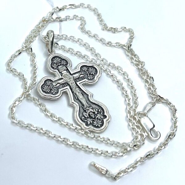 Baptism Body Cross Anchor Chain Set. Russian Greek Orthodox Jewelry. Save And Protect Prayer. Silver 925