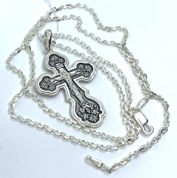 Baptism Body Cross Anchor Chain Set. Russian Greek Orthodox Jewelry. Save And Protect Prayer. Silver 925