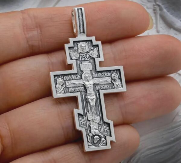 Eastern Orthodox protective body cross silver 925 faith jewellery authentic handmade baptism necklace