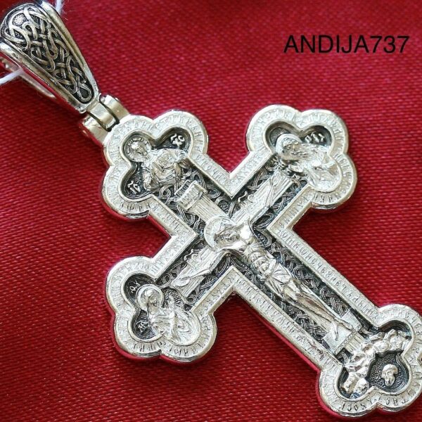 Mother of God Valaam Icon Russian Orthodox Prayer Cross Sterling Silver 925 Made in Russia