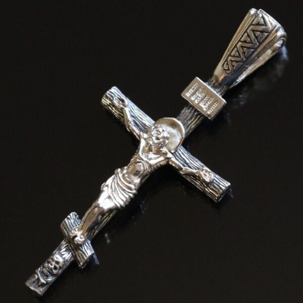 Classic Traditional Russian Orthodox Christian Body Crucifix Save And Protect. Sterling Silver 925