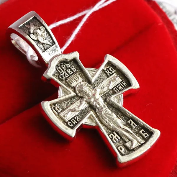 Mother of God Pokrov "Sign" Icon Christian Orthodox Fine Jewelry Cross Silver 925. Baptism Cross