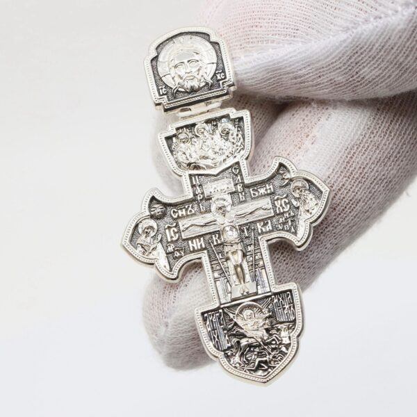 Crucifix St George Warrior / Christian Greek Orthodox Baptist Silver 925 Prayer Body Crucifix / St George Icon / Blessing of Orthodox Church