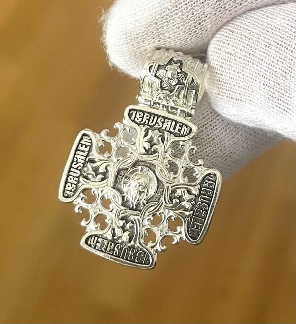 Lord Almighty Mother Of God Kazan Greek Orthodox Baptism Jerusalem Prayer Cross Christian Body Necklace. Silver 925