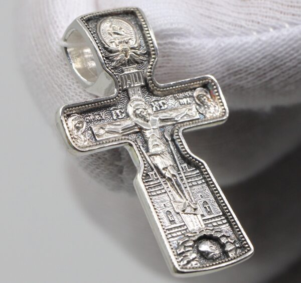 Saint Nicholas Wonderworker Christian Greek Body Cross Pendant Orthodox Necklace Jewelry Silver 925.