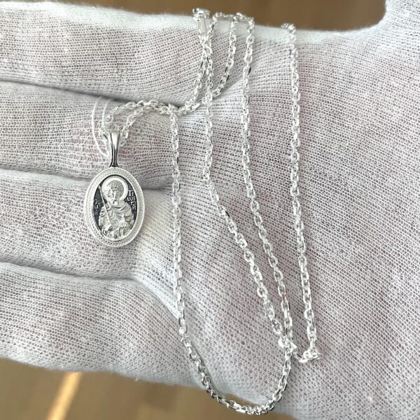 Orthodox Christian Small Body Pendant Necklace St George Warrior Handmade Religious Jewelry For Women & Kind Set Anchor Chain Silver 925