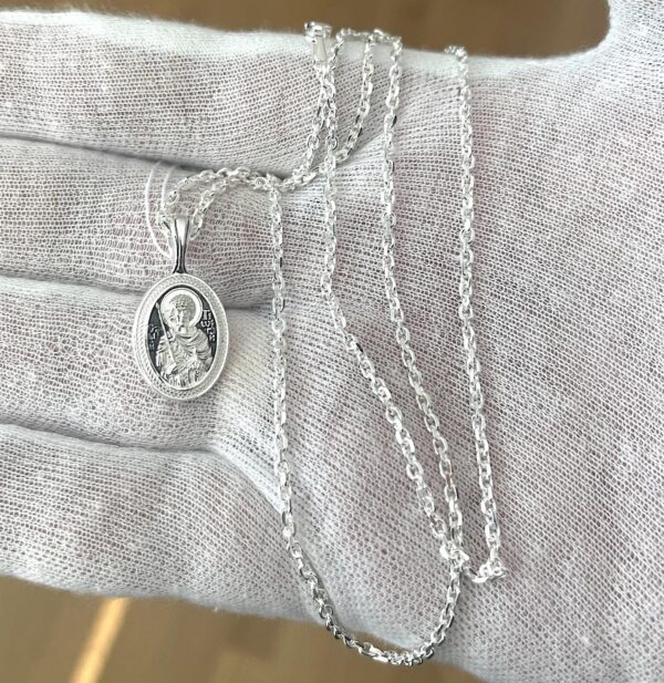 Orthodox Christian Small Body Pendant Necklace St George Warrior Handmade Religious Jewelry For Women & Kind Set Anchor Chain Silver 925