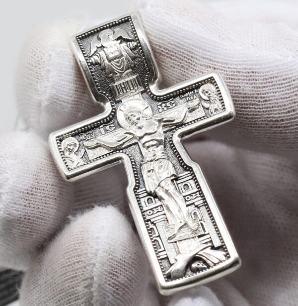 Big Orthodox Greek Saint Nicholas Wonderworker Christin Body Cross For Men / Russian Orthodox Jewelry Silver 925 Authentic Religious Jewelry