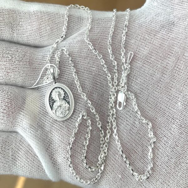 Orthodox Christian Small Body Pendant Necklace St Panteleimon Handmade Religious Jewelry For Women & Kind Set Anchor Chain Silver 925
