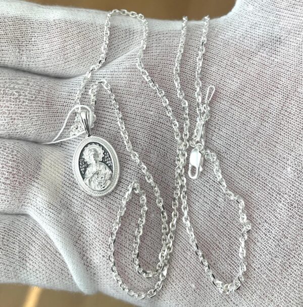 Orthodox Christian Small Body Pendant Necklace St Panteleimon Handmade Religious Jewelry For Women & Kind Set Anchor Chain Silver 925