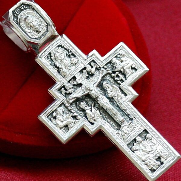 Lord Almighty Icon Big Russian Orthodox Prayer Body Cross Solid Silver 925 Authentic Jewelry Made in Russia
