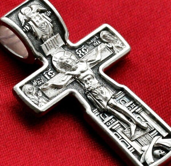 Saint Nicholas Wonderworker Christin Body Cross. Orthodox Jewelry Silver 925. Made in Russia