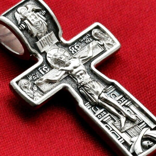 Saint Nicholas Wonderworker Christin Body Cross. Orthodox Jewelry Silver 925. Made in Russia