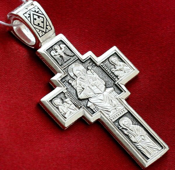 Lord Almighty Icon Christian Orthodox Prayer Body Cross Solid Silver 925 Authentic Jewelry - Image 2