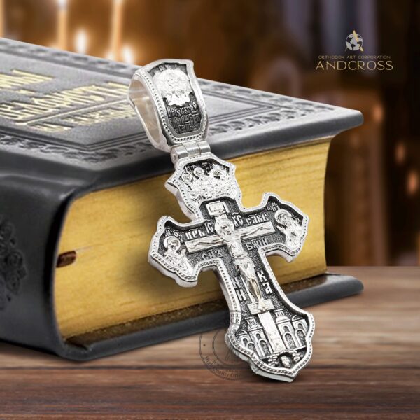 Silver 925 Orthodox Cross Archangel Michael / Holy Trinity /Big Christian Baptism Prayer Cross / Necklace And Saints Greek Orthodox Crucifix - Image 2