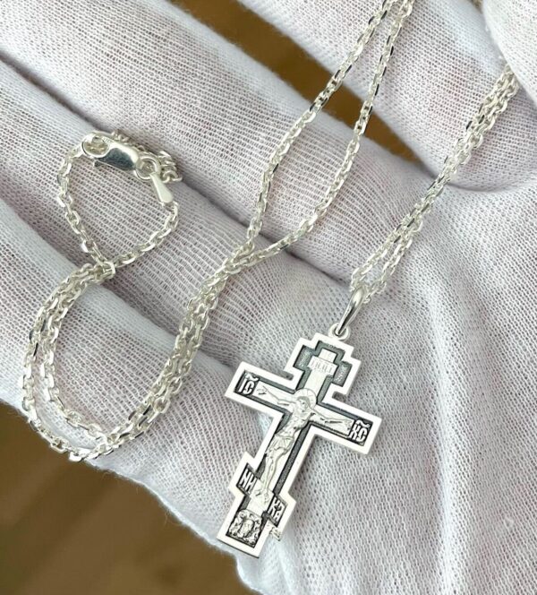 Baptism Body Cross + Anchor Chain Set. Russian Greek Orthodox Jewelry. Save And Protect Prayer. Silver 925 - Image 2