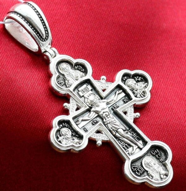 Archangel Michael Icon Russian Orthodox Christian Prayer Body Cross Silver 925. Made in Russia Elizaveta Inc - Image 2