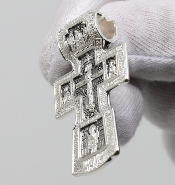 Orthodox Crucifix Silver 925 cross / Men Orthodox Body Cross / Apostles Peter And Paul / Greek Christian Protective Crucifix Silver 925 - Image 3