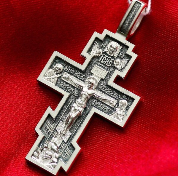 Classical Men Russian Orthodox Prayer Body Cross Silver 925 Blessed. Made in Russia - Image 2