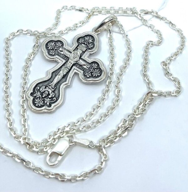 Baptism Body Cross Anchor Chain Set. Russian Greek Orthodox Jewelry. Save And Protect Prayer. Silver 925 - Image 2