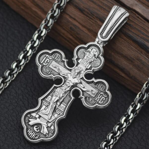 Eastern Orthodox Men Baptism Body Cross Silver 925 Authentic Christian Jewelry Saint George Warrior Archangel Michael Gabriel. Faith Jewelry - Image 2