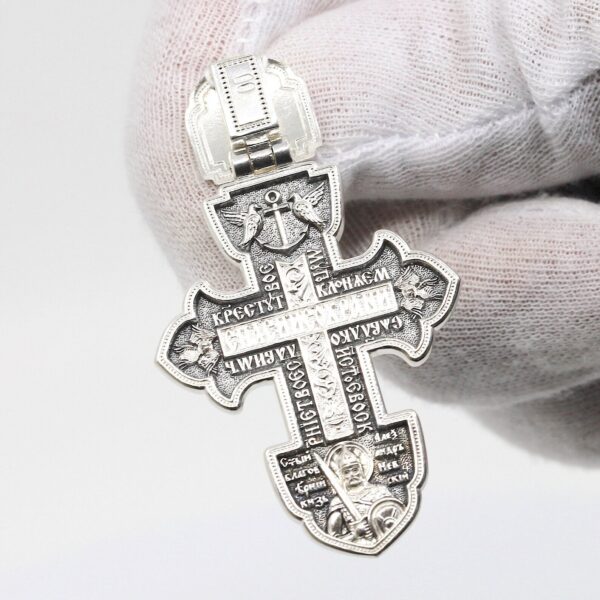 Crucifix St George Warrior / Christian Greek Orthodox Baptist Silver 925 Prayer Body Crucifix / St George Icon / Blessing of Orthodox Church - Image 2