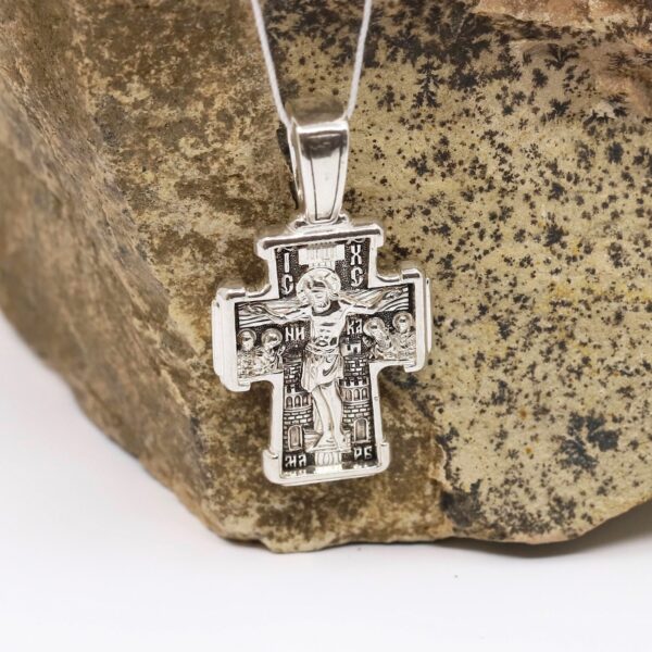 Saint Nicholas Wonderworker Christian Prayer Body Cross. Orthodox Jewelry Silver 925. - Image 2