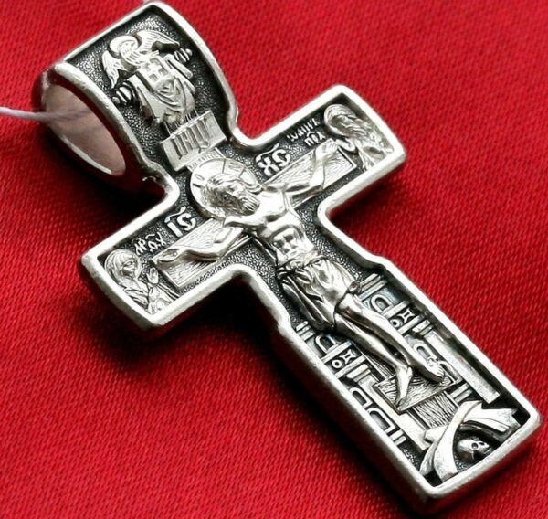 Saint Nicholas Wonderworker Christin Body Cross. Orthodox Jewelry Silver 925. Made in Russia - Image 2