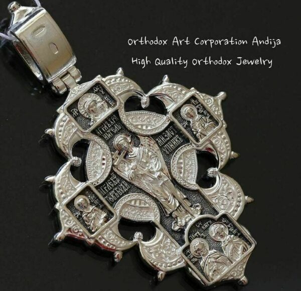 Guardian Angel Russian Orthodox Big Body Prayer Cross Silver 925 Mother of God / Saints - Image 2
