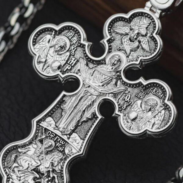 Eastern Orthodox Men Baptism Body Cross Silver 925 Authentic Christian Jewelry Saint George Warrior Archangel Michael Gabriel. Faith Jewelry - Image 3