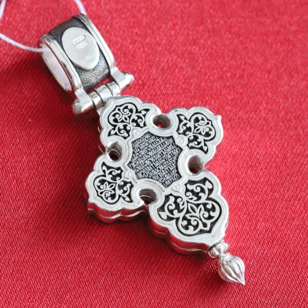 Rare Encolpion Triptych Lord Jesus Christ Russian Orthodox Jewelry Silver 925. Mother of God Sign Icon - Image 3