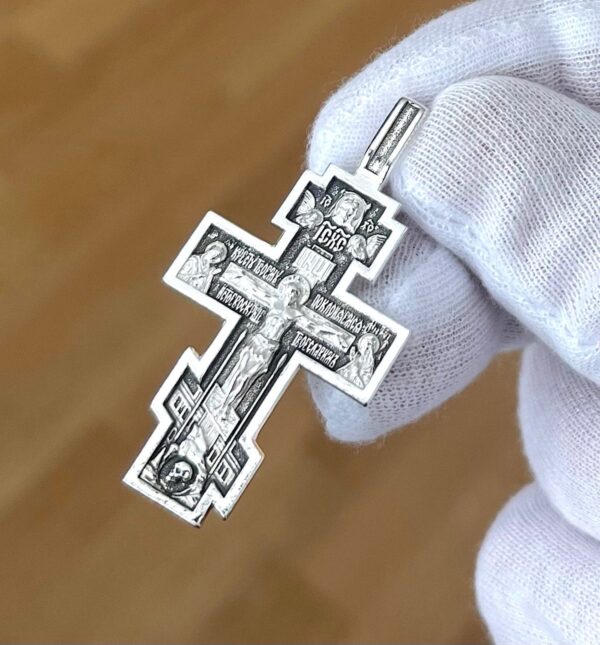 Men Russian Orthodox Prayer Body Cross Silver 925 Blessed. Made in Russia Authentic Christian Necklace Factory Work ! SALE ! - Image 3