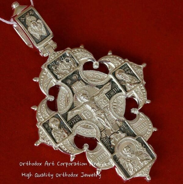 Guardian Angel Russian Orthodox Big Body Prayer Cross Silver 925 Mother of God / Saints - Image 3