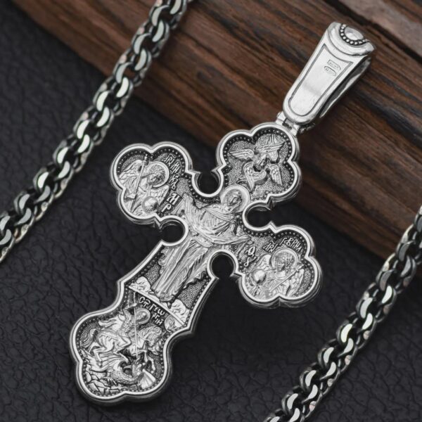 Eastern Orthodox Men Baptism Body Cross Silver 925 Authentic Christian Jewelry Saint George Warrior Archangel Michael Gabriel. Faith Jewelry - Image 4