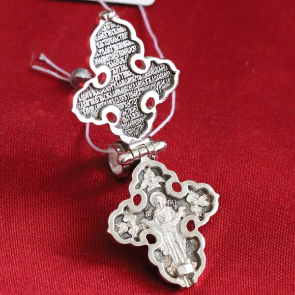 Rare Encolpion Triptych Lord Jesus Christ Russian Orthodox Jewelry Silver 925. Mother of God Sign Icon - Image 4