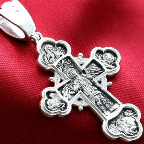 Archangel Michael Icon Russian Orthodox Christian Prayer Body Cross Silver 925. Made in Russia Elizaveta Inc - Image 4