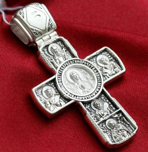 Guardian Angel Russian Orthodox Big Body Prayer Cross Silver 925 Mother of God & Saints - Image 4