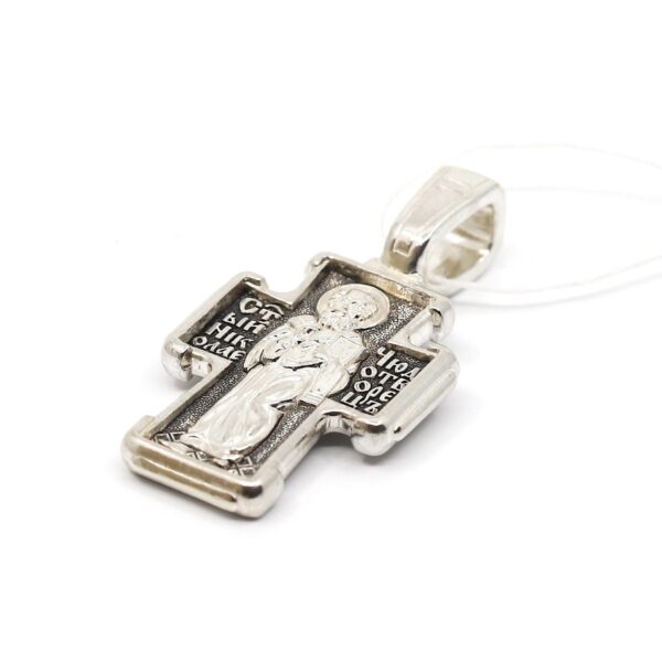 Saint Nicholas Wonderworker Christian Prayer Body Cross. Orthodox Jewelry Silver 925. - Image 4